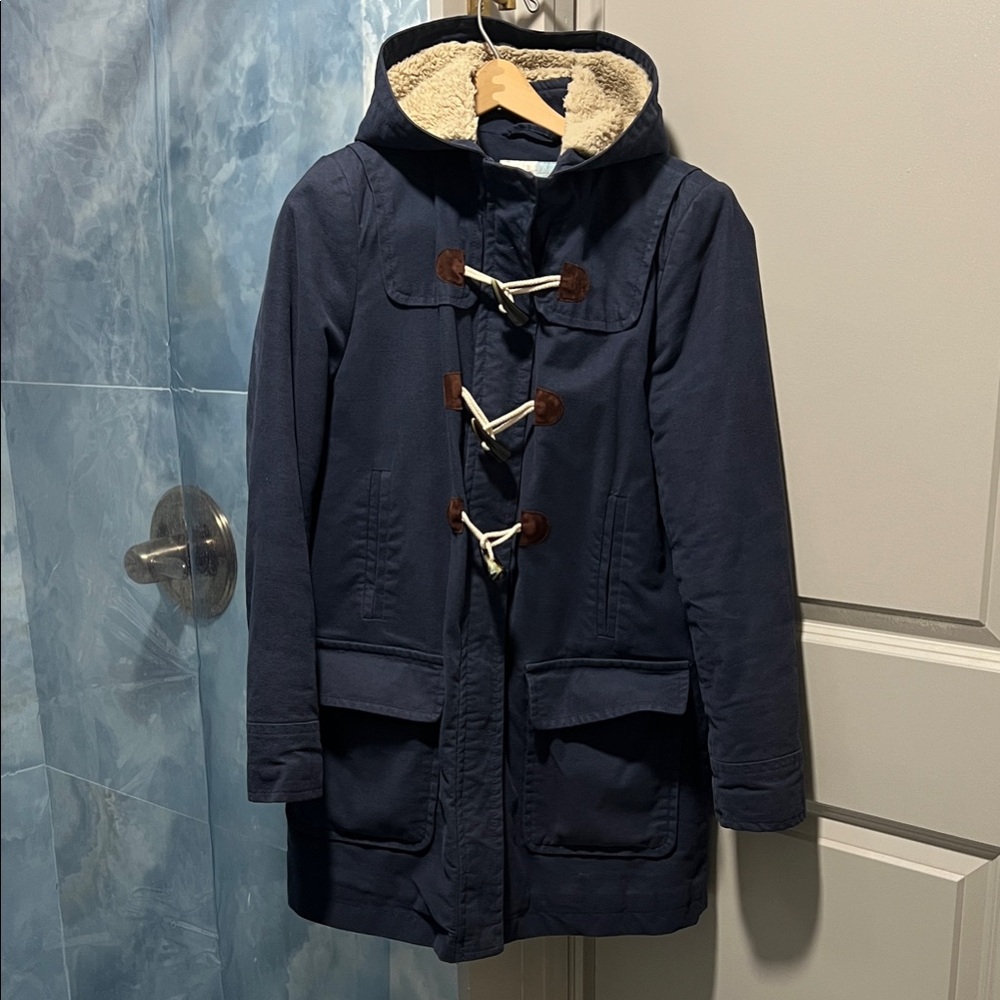 Navy Toggle Coat with Hood
